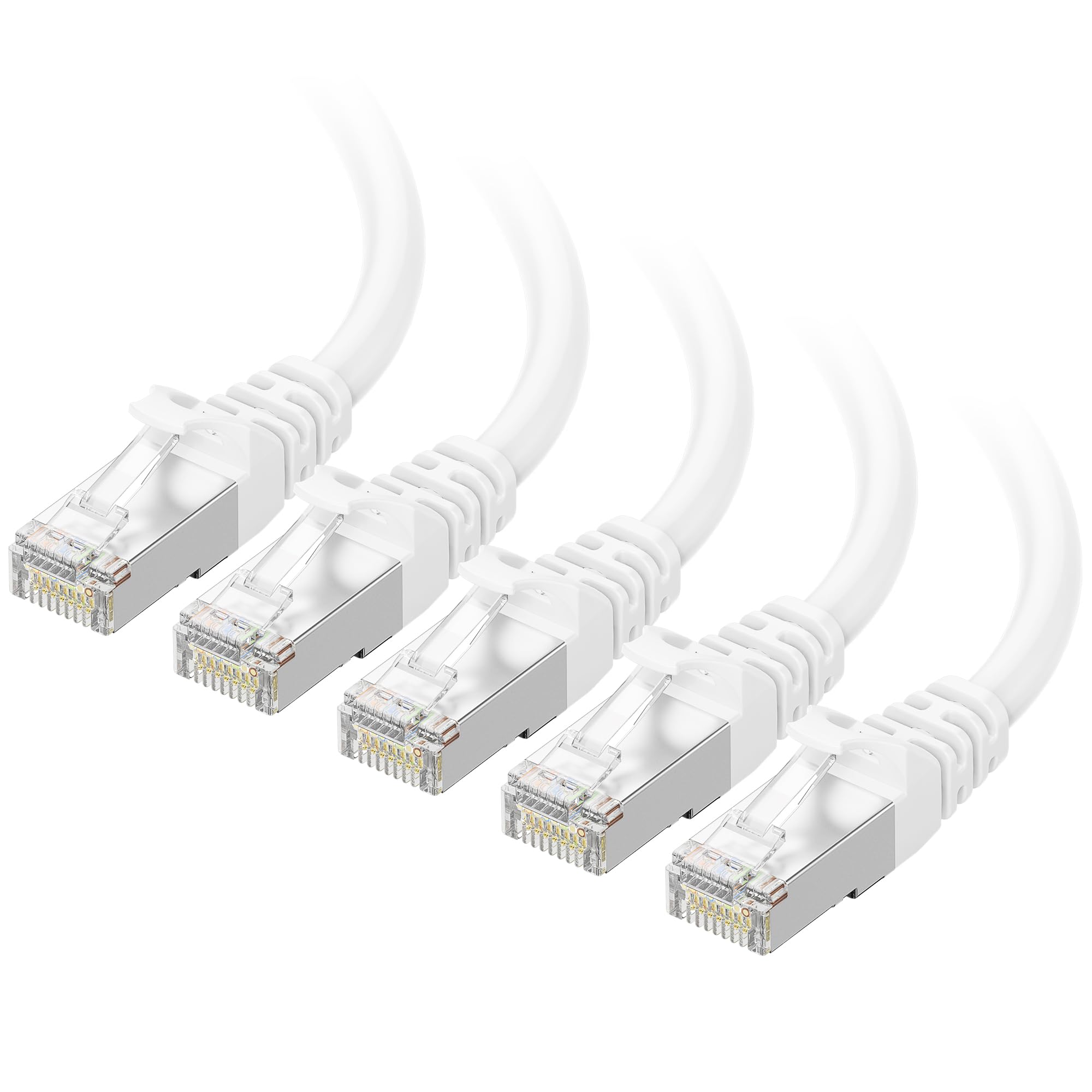 Cable Matters 10Gbps 5-Pack Snagless Shielded Cat 6A Ethernet Cable - 5ft, Cat 6A Cable, Cat6A Cord, Ethernet Cord, White