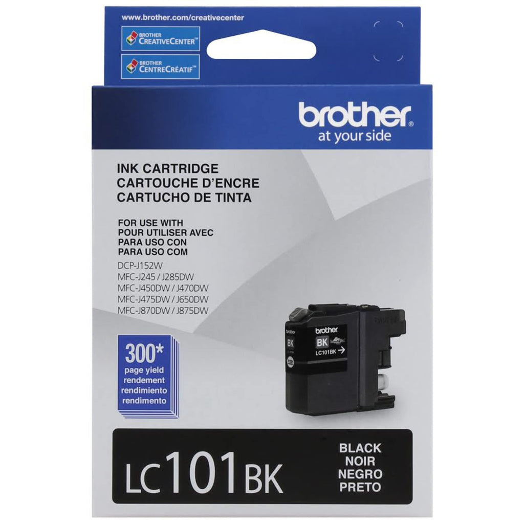 Brother Genuine Standard Yield Black Ink Cartridge, LC101BK, Replacement Black Ink, Page Yield Up To 300 Pages, LC101