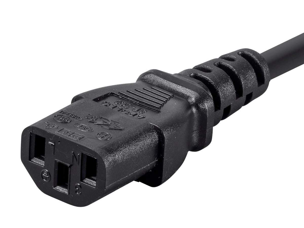 Monoprice 105289 1-Feet 14AWG Power Cord Cable with 3 Conductor PC Power Connector Socket, Black