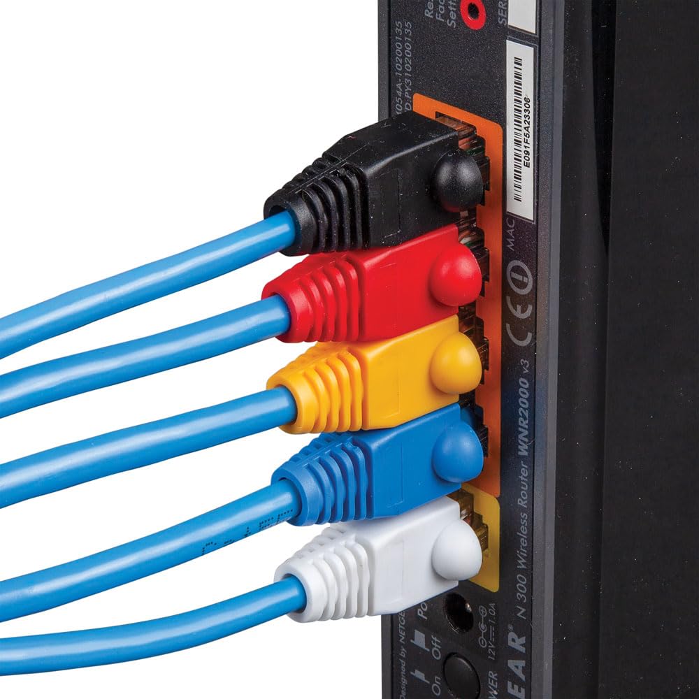 Klein Tools VDV824-650 CAT6 /CAT5e Data Ethernet Network RJ45 Terminated Strain Relief Boots, Latch Protection, Color Coded 100-Pack,White