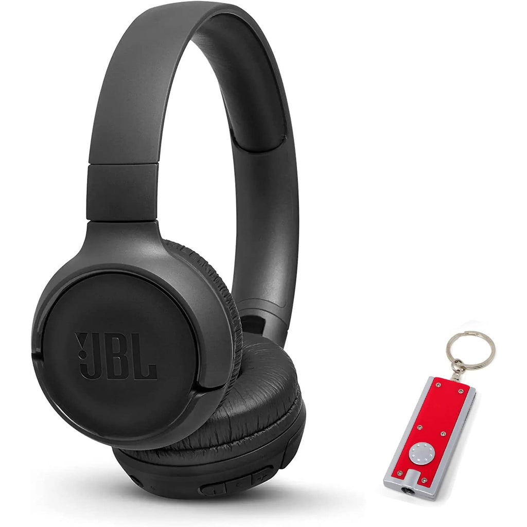 JBL Tune 500BT - Over-Ear Wireless Bluetooth Headphones, LED Flashlight Keychain Bonus Included (Black) (JBL TUNE 500BT + LED)