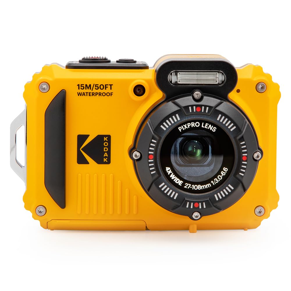 KODAK Pixpro WPZ2 - 16M Pixel Compact Digital Camera, Waterproof to 15m, Shockproof, 720p Video, 2.7" LCD Screen - Li-ion Battery, Yellow