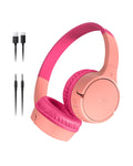 Belkin SoundForm Mini Kids Wireless Headphones w/Built-in Microphone, 30H of Playback Time, Fun Stickers - Over-Ear Headsets for Online Learning, School, iPhone, iPad, Galaxy, & More - Pink