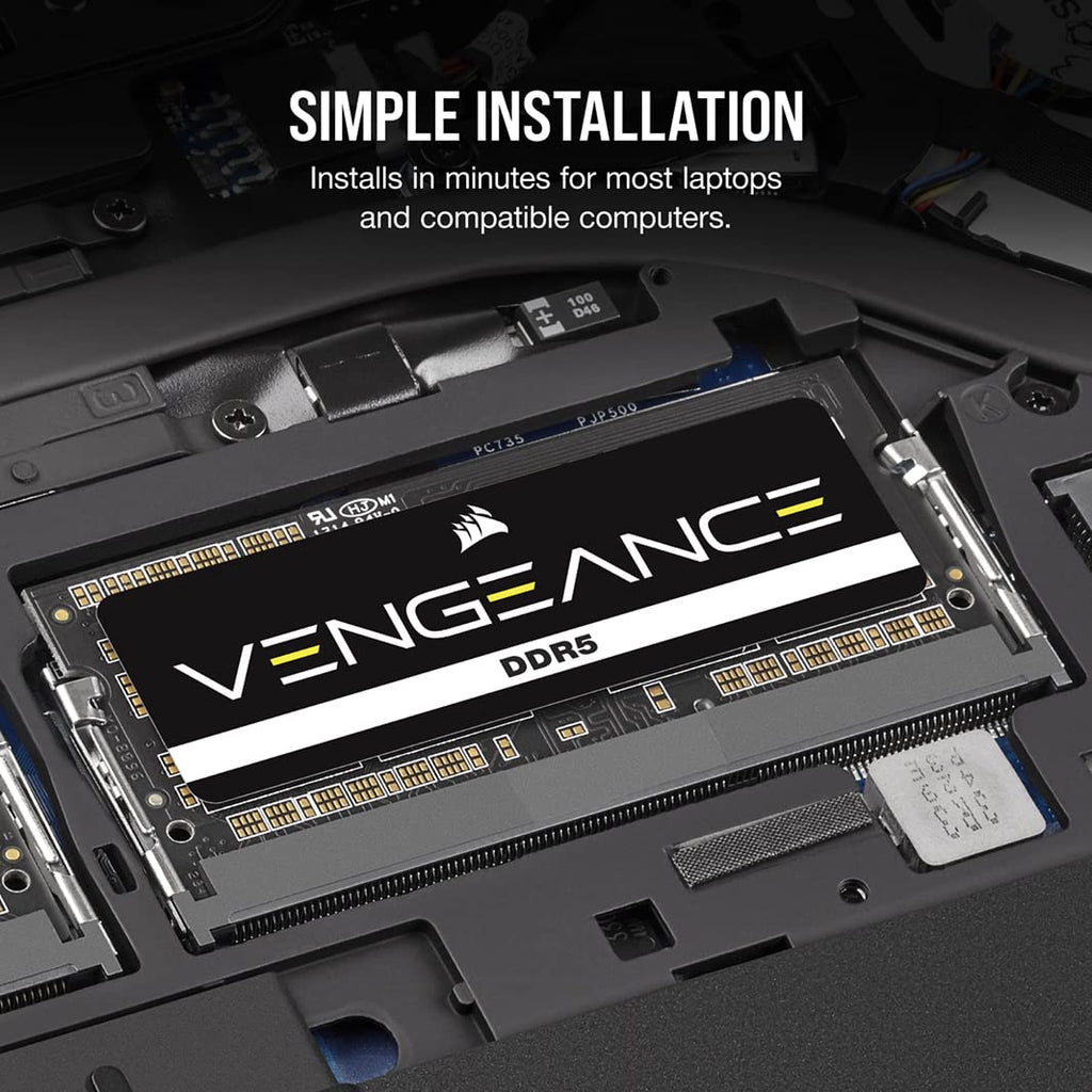 CORSAIR VENGEANCE SODIMM DDR5 RAM 32GB (1x32GB) Up to 5600MHz CL48 Intel XMP iCUE Compatible Computer Memory – Black (CMSX32GX5M1A5600C48)