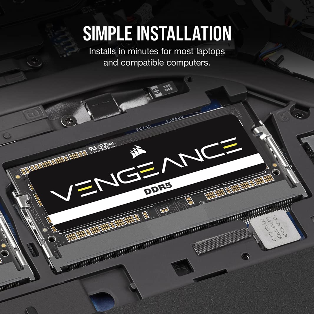 CORSAIR VENGEANCE SODIMM DDR5 RAM 32GB (1x32GB) Up to 5600MHz CL48 Intel XMP iCUE Compatible Computer Memory – Black (CMSX32GX5M1A5600C48)