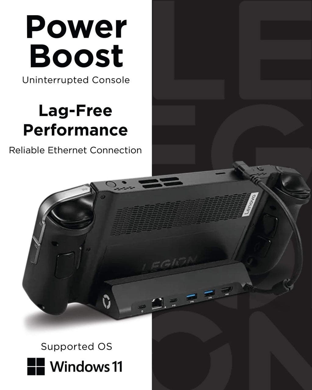 Lenovo Legion Go USB-C Hub Dock - 6-in-1 Dock, Improves Game Speed Efficiency, 4K Visual Support - Gaming Accessory