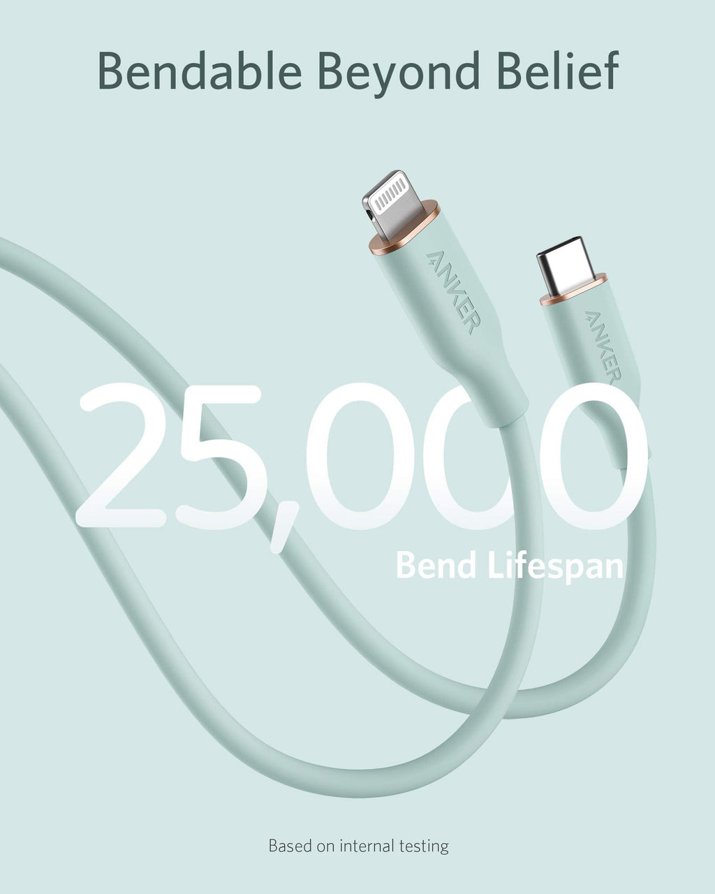 Anker Powerline III Flow, USB C to Lightning Cable for iPhone 12 Pro/11/X/XS/XR/ 8 Plus, AirPods Pro, (6ft) [MFi Certified] Supports Power Delivery, Silicone(Charger Not Included) (Mint Green)
