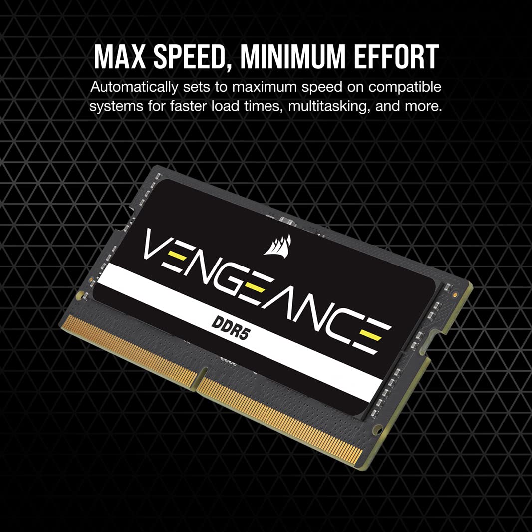 CORSAIR VENGEANCE SODIMM DDR5 RAM 32GB (1x32GB) Up to 5600MHz CL48 Intel XMP iCUE Compatible Computer Memory – Black (CMSX32GX5M1A5600C48)