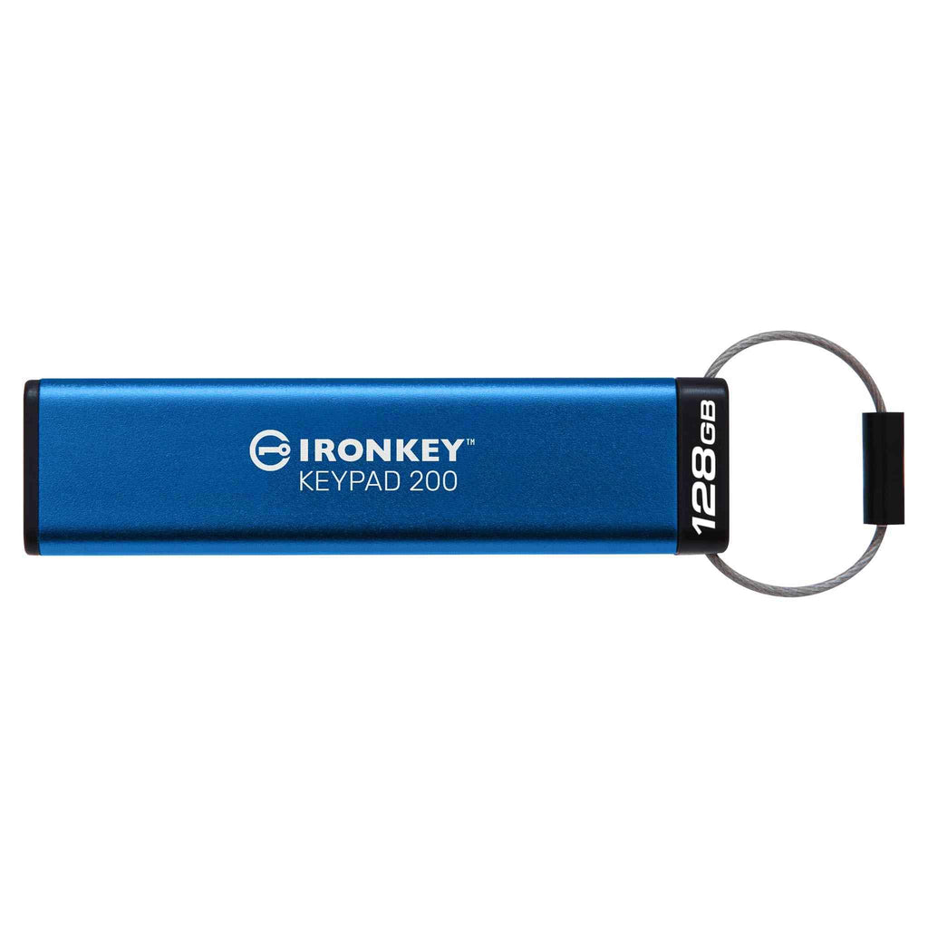 Kingston IronKey Keypad 200 Type -A hardware-encrypted USB Flash Drive FIPS 140-3 Level 3 (Pending) with XTS-AES 256-bit Hardware Encryption - IKKP200/128GB