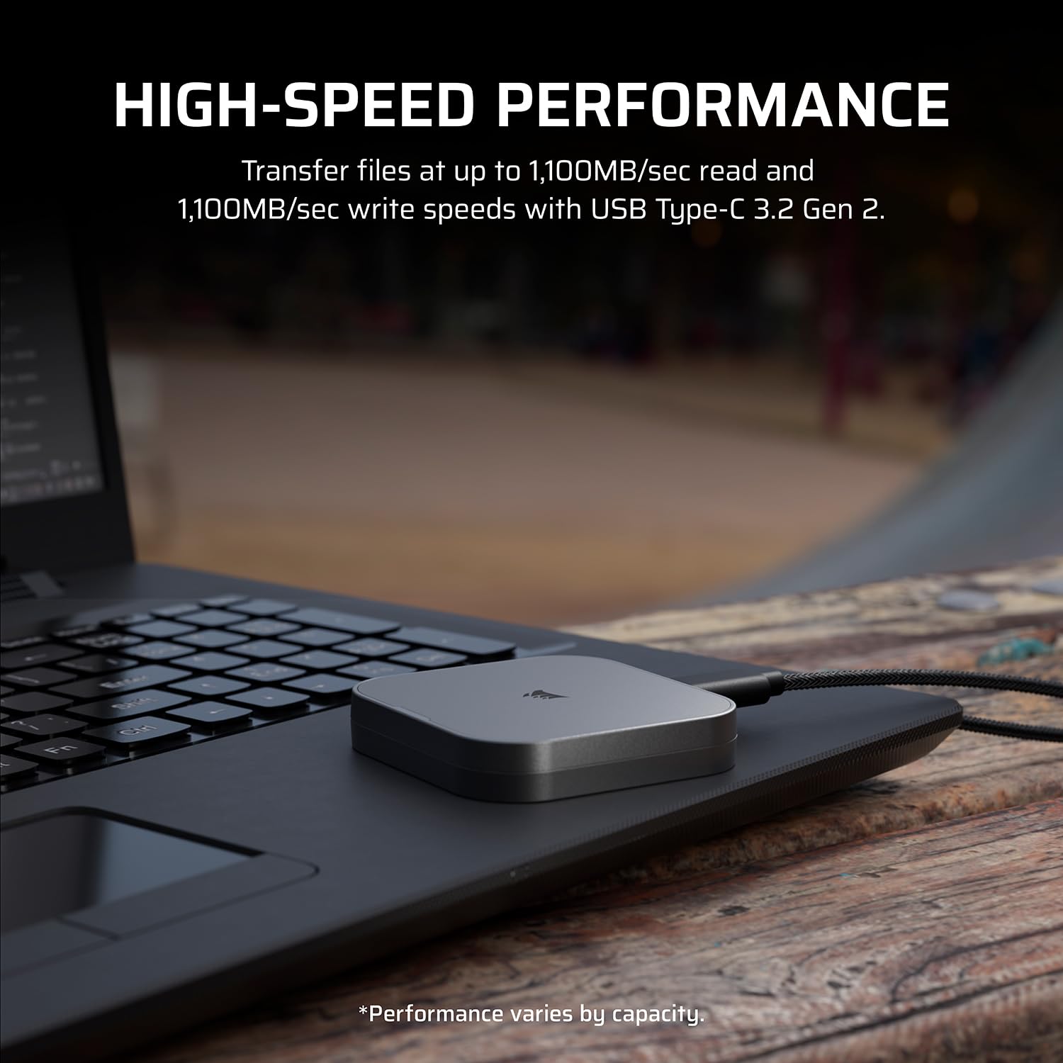 Corsair EX300U 2TB Portable External USB-C SSD – USB 3.2 Type-C Gen2 Connection, Plug and Play, MagSafe, Cable Included – Windows PC, macOS, iOS, iPadOS, Android – Grey