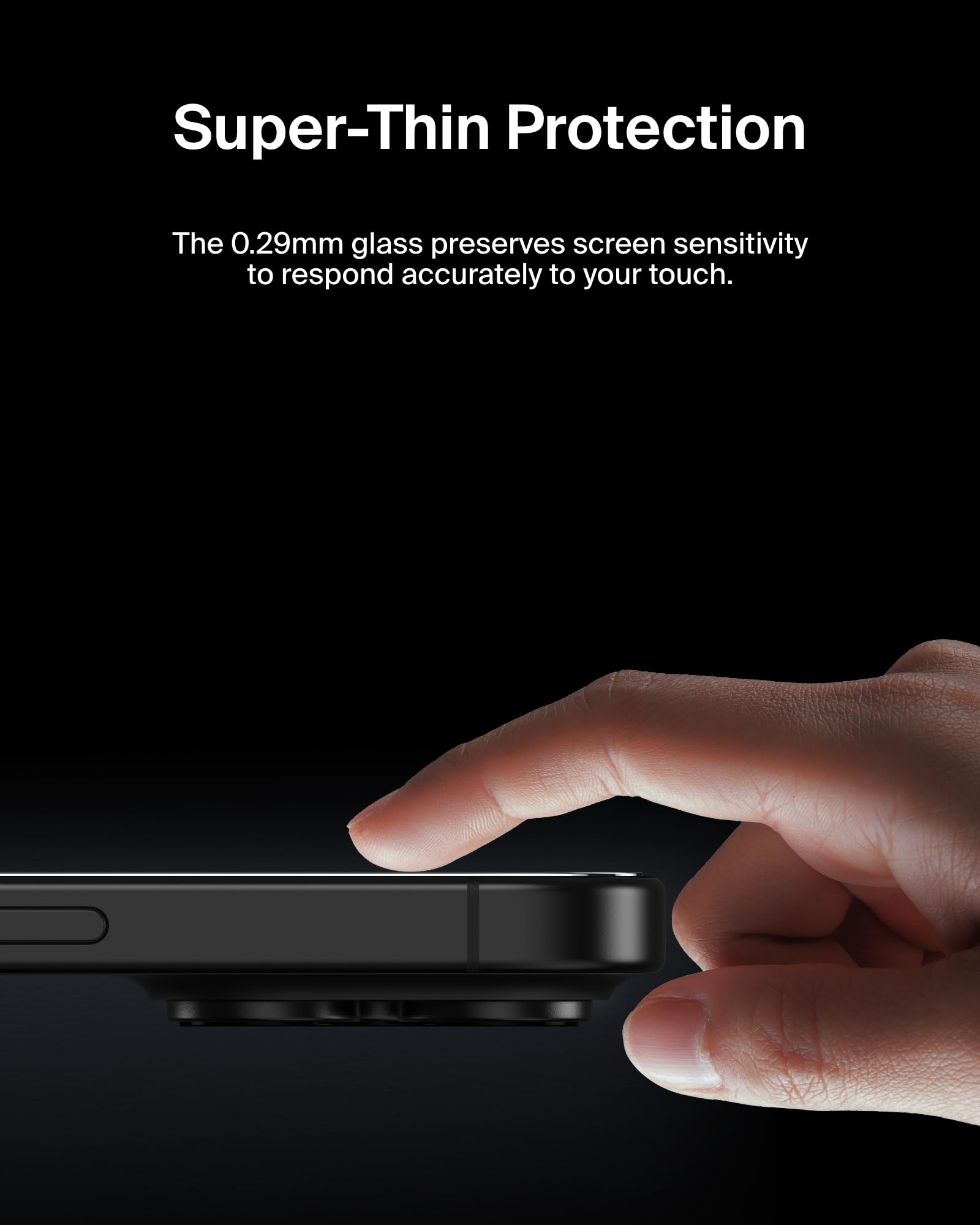 Belkin ScreenForce InvisiGlass Treated Screen Protector for iPhone 16 Pro Max, Scratch-Resistant Impact Protection w/Included Easy Align Tray for Bubble Free Application - Made with Recycled Glass