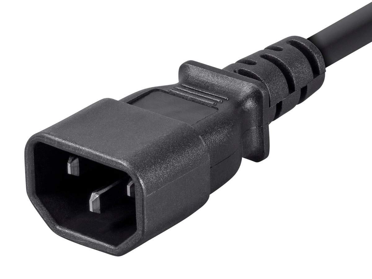 Monoprice 3ft 18AWG Power Extension Cord Cable w/ 3 Conductor PC/Mon, 13A (IEC-320-C14 to IEC-320-C13)