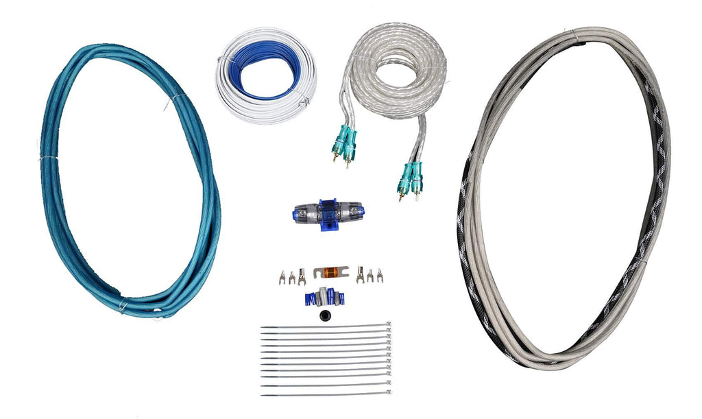 Rockville RMWK8 8 AWG Gauge Waterproof Marine/Boat Amplifier Wire Installation Kit, 25' OFC RCA Cables, Power, Ground, Speaker, Remote Wires, Fuse Holder, Includes RCA, and Accessories