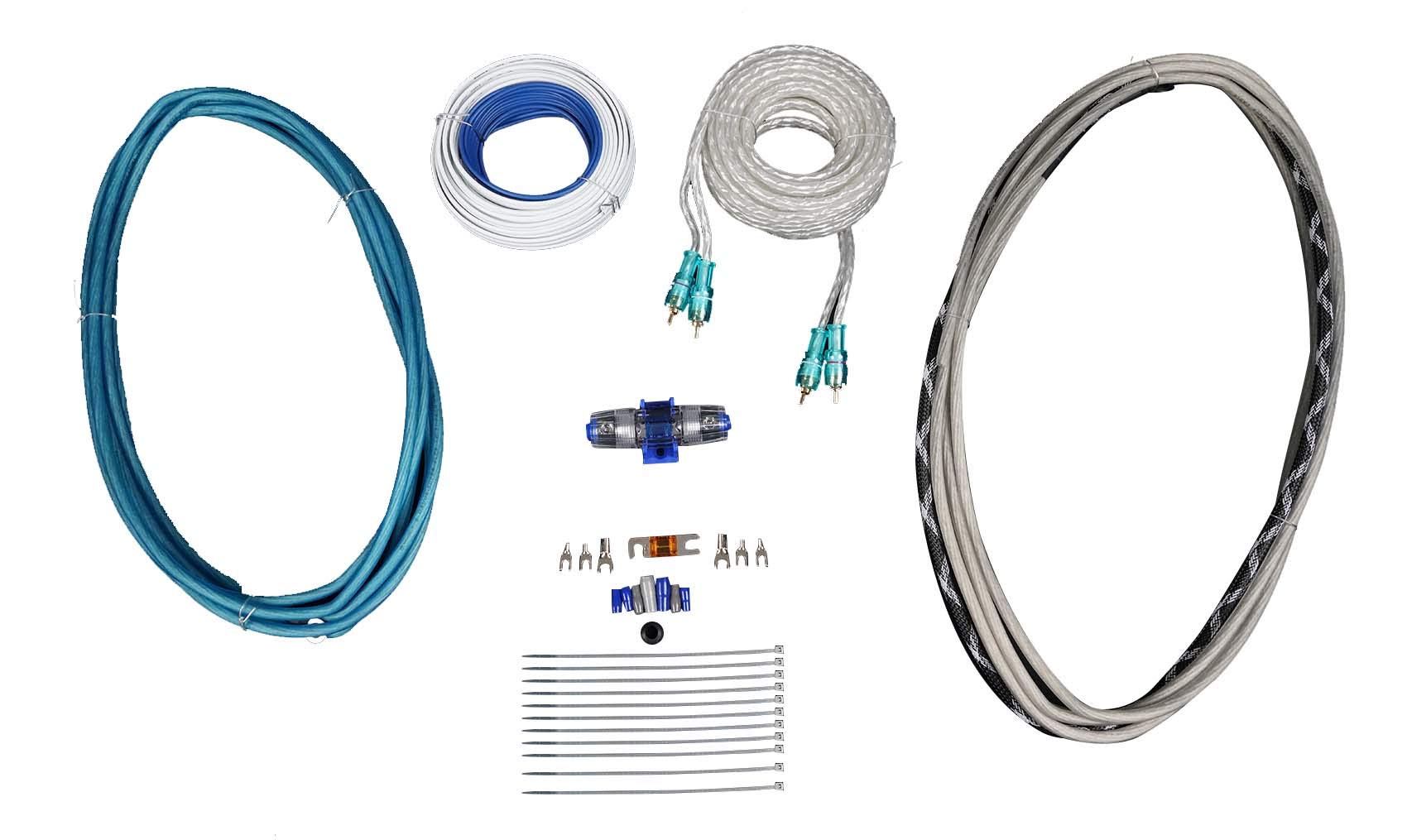 Rockville RMWK8 8 AWG Gauge Waterproof Marine/Boat Amplifier Wire Installation Kit, 25' OFC RCA Cables, Power, Ground, Speaker, Remote Wires, Fuse Holder, Includes RCA, and Accessories