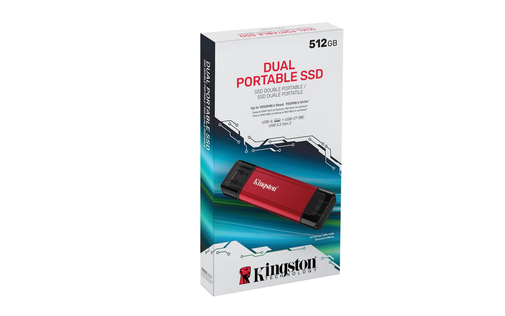 Kingston Dual Portable SSD 512GB Dual USB-A/C Up to 1050MB/s USB 3.2 Gen 2 - SPSD/512GB