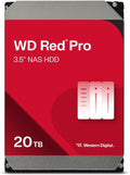 WD Red Pro 20TB NAS 3.5" Internal Hard Drive - 7200 RPM, SATA 6 Gb/s, CMR, 512MB Cache