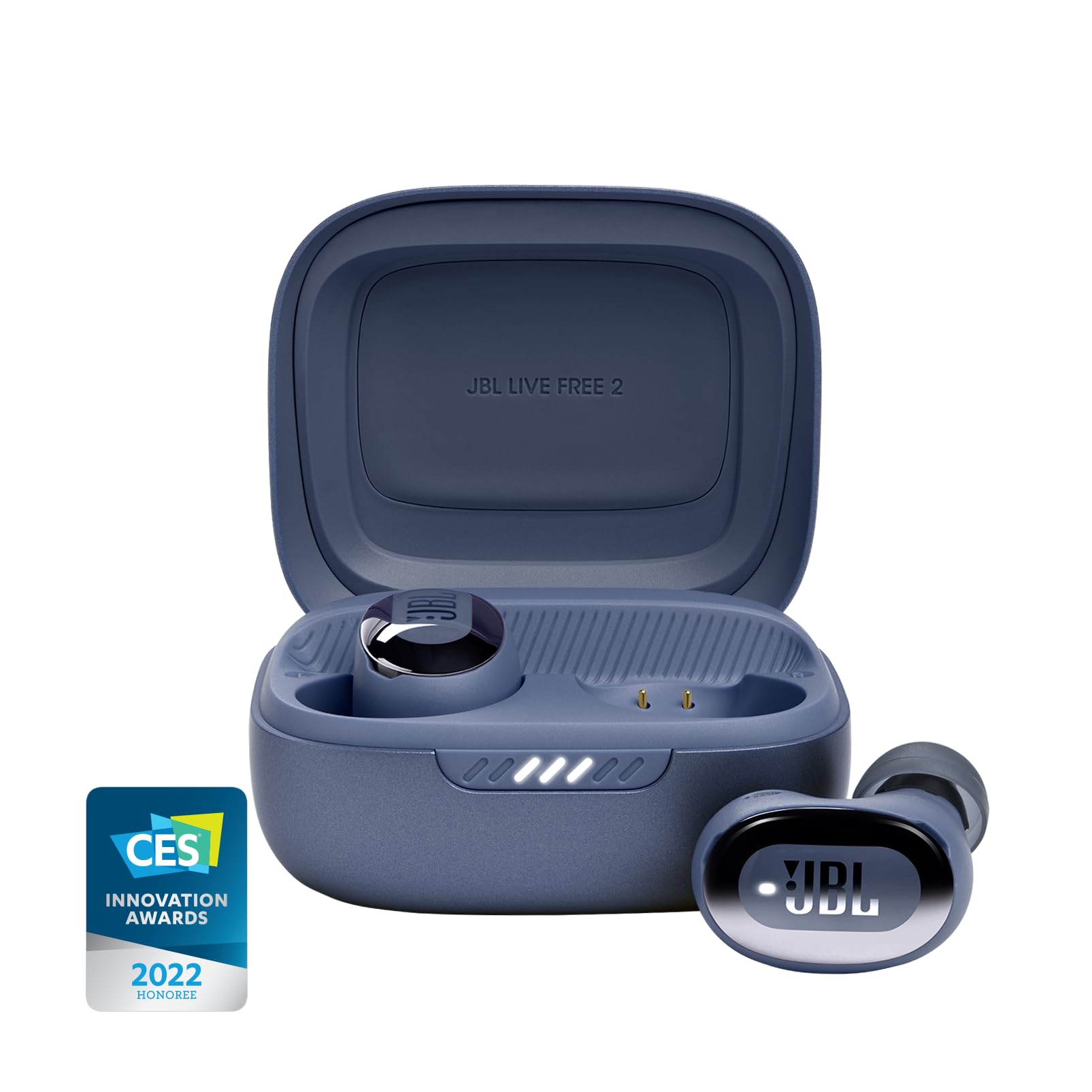 L Live Free 2: 35 Hours Playtime, True Adaptive Noise Cancellation, Intelligent Ambient and Beamforming Microphones (Blue) - Small