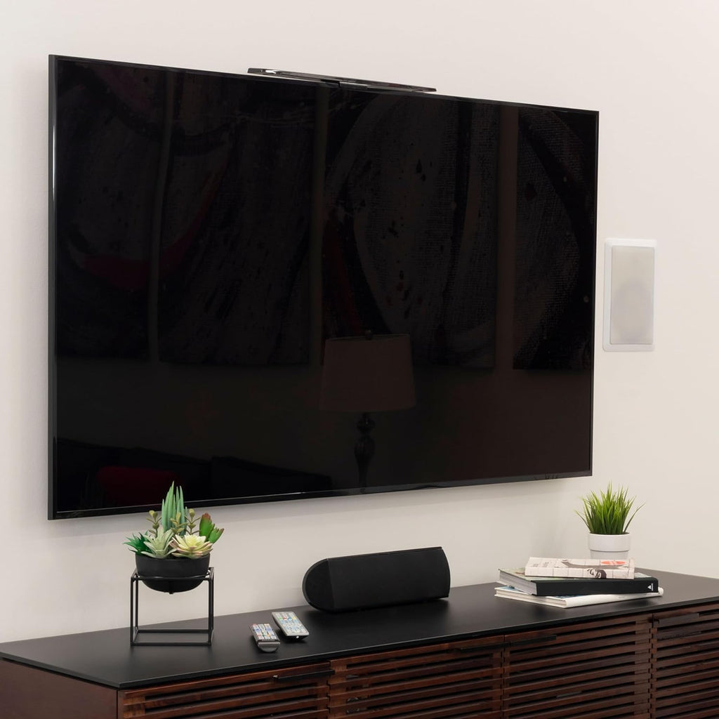 GE Amplified HD TV Antenna, Easy Mount to Top of TV Design, Supports 4K 1080P Digital HDTV VHF UHF, Long Range, Included Amplifier Signal Booster, AC Adapter, and 5 ft. Coax, Indoor, 37075