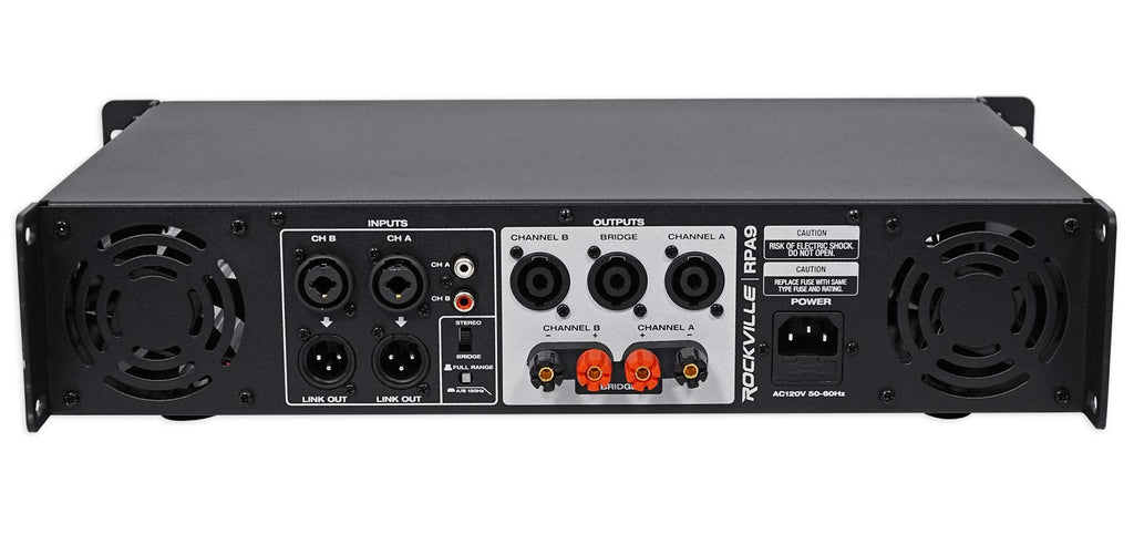 Rockville RPA9 3000 Watt Peak / 1500w RMS 2 Channel Power Amplifier Pro/DJ Amp