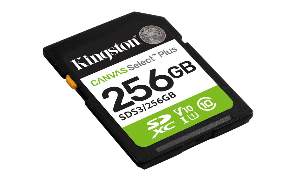 Kingston Canvas Select Plus SD Memory Card 256GB SDXC Gen3 150MB/s C10 UHS-I U1 V10 - SDS3/256GB