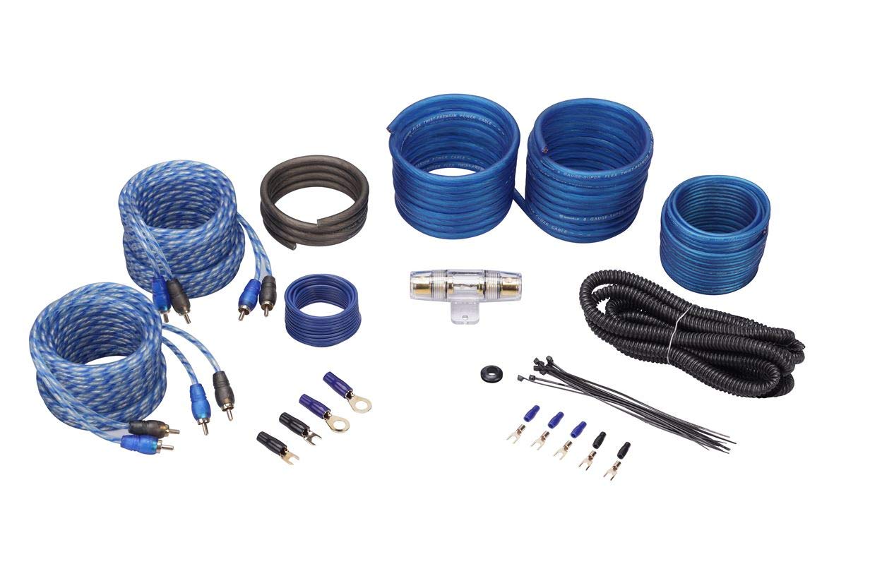 Rockville RWK82 8 Gauge 4 Chan Car Amp Wiring Installation Wire Kit (2) RCA's