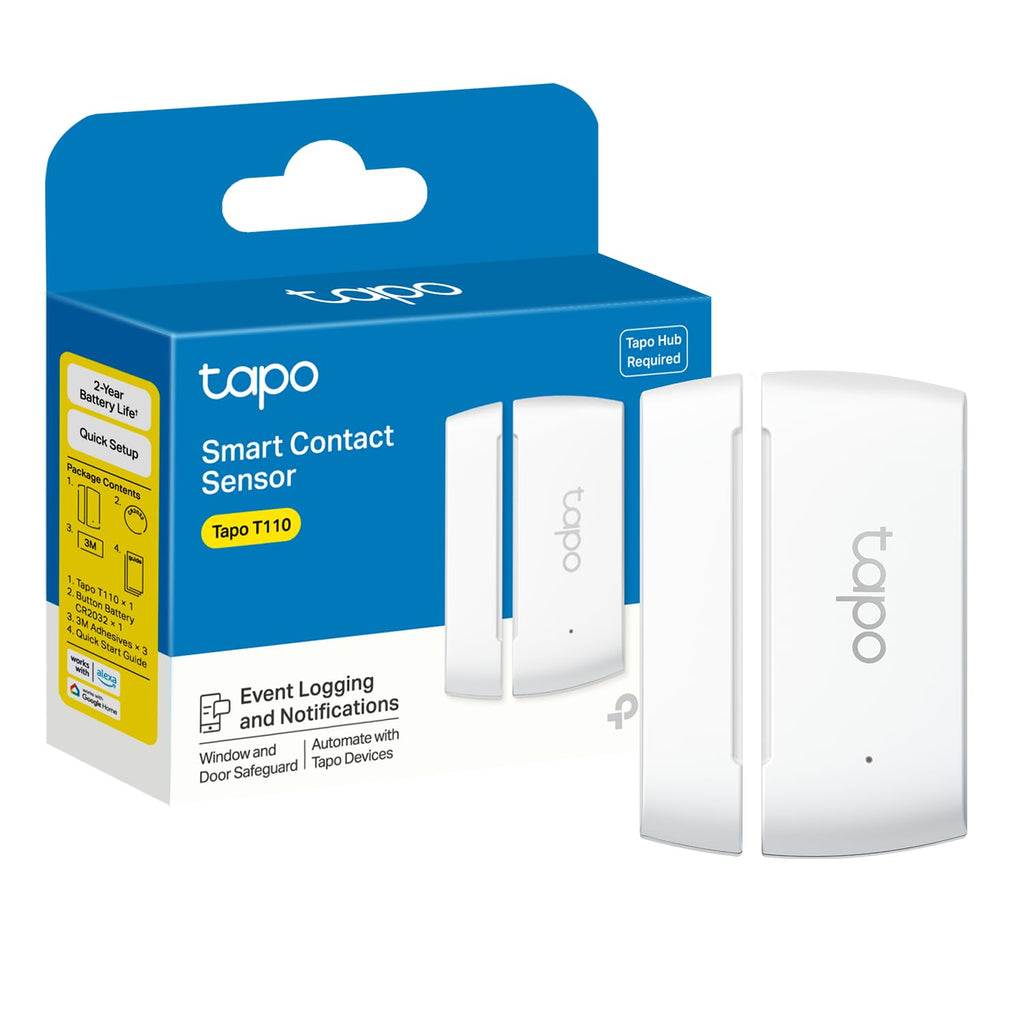 TP-Link Tapo T110 Contact Sensor, White, Requires Tapo Hub, Long Battery Life, Real-Time Notification, Smart Action