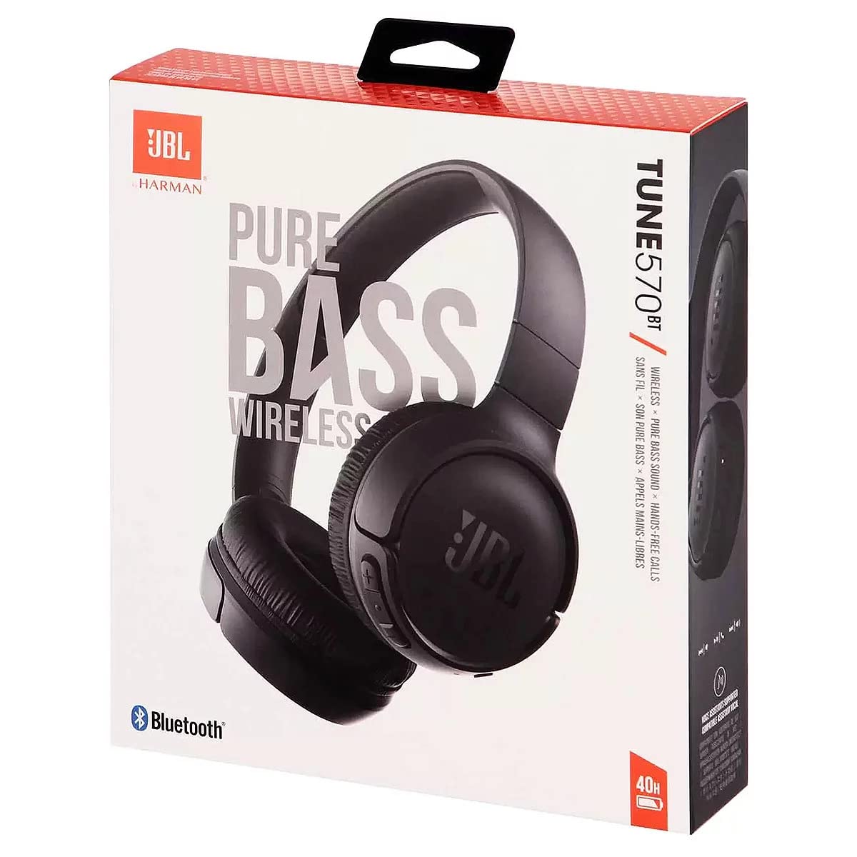Tune 570BT On-Ear Wireless Bluetooth Headphones with Pure Bass Stereo Sound - Black with Cleaning Cloth