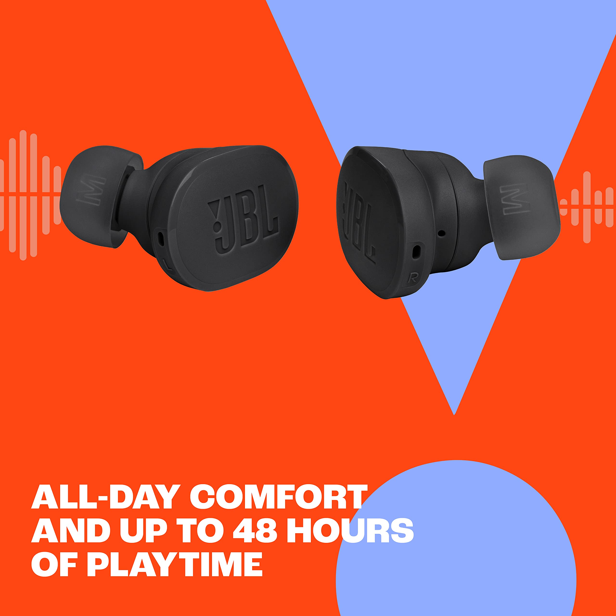 JBL Tune Buds, Wireless ANC Bluetooth Headphones, 10mm Drivers, 48 Hours Playback, IP54 Water and Dust Resistant - Black