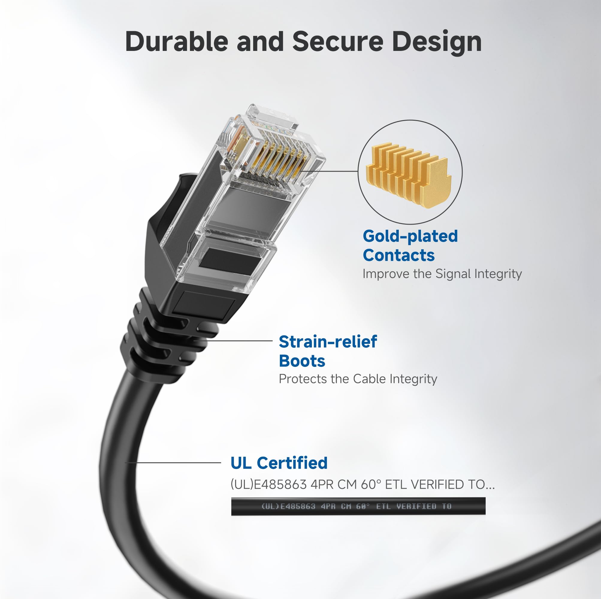Cable Matters 10Gbps Snagless Cat 6 Ethernet Cable - 7ft, Cat 6 Cable, Cat6 Cord, Ethernet Cord, Black