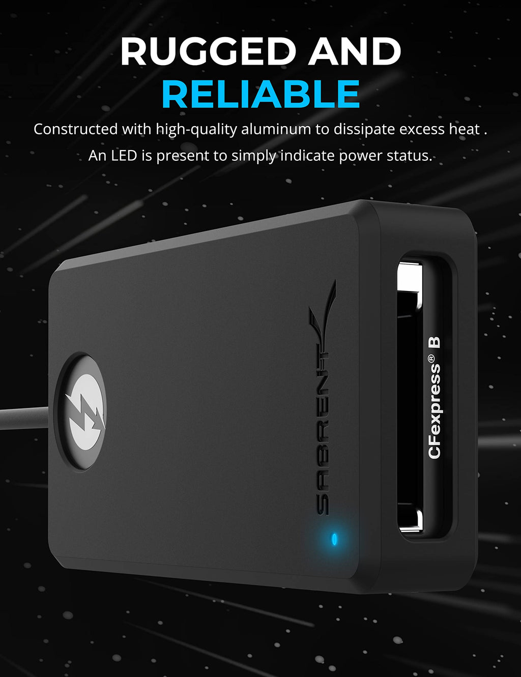 SABRENT Card Reader Thunderbolt 3 CF Express Type B Card Reader, Super Fast 40Gbps CFexpress Reader, USB Type C 3.2 Memory Card Adapter, Aluminum with Rugged Case (CR-T3CF)