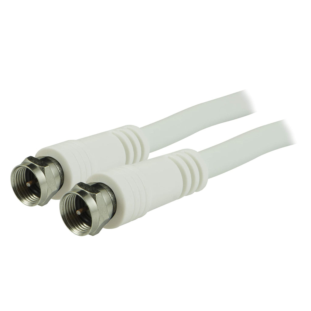 GE RG6 Coaxial Cable, 15 ft. F-Type Connectors, Double Shielded Coax, Input Output, Low Loss Coax, Ideal for TV Antenna, DVR, VCR, Satellite Receiver, Cable Box, Home Theater, White, 33603
