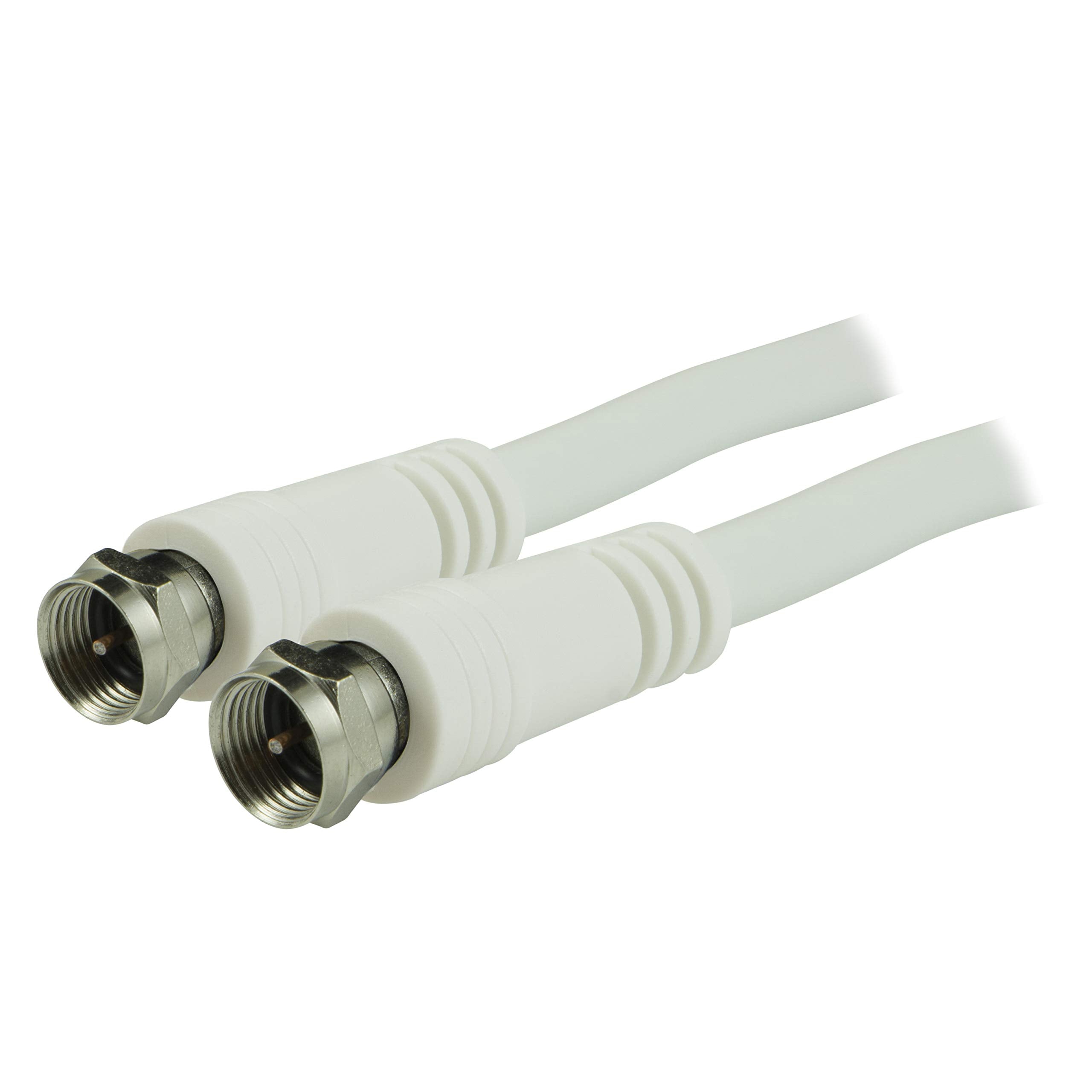 GE RG6 Coaxial Cable, 15 ft. F-Type Connectors, Double Shielded Coax, Input Output, Low Loss Coax, Ideal for TV Antenna, DVR, VCR, Satellite Receiver, Cable Box, Home Theater, White, 33603