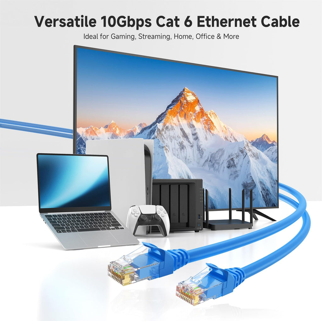 Cable Matters 5-Pack Snagless Cat6 Ethernet Cable (Cat6 Cable/Cat 6 Cable) in Blue 7 Feet - Available 1FT - 150FT in Length