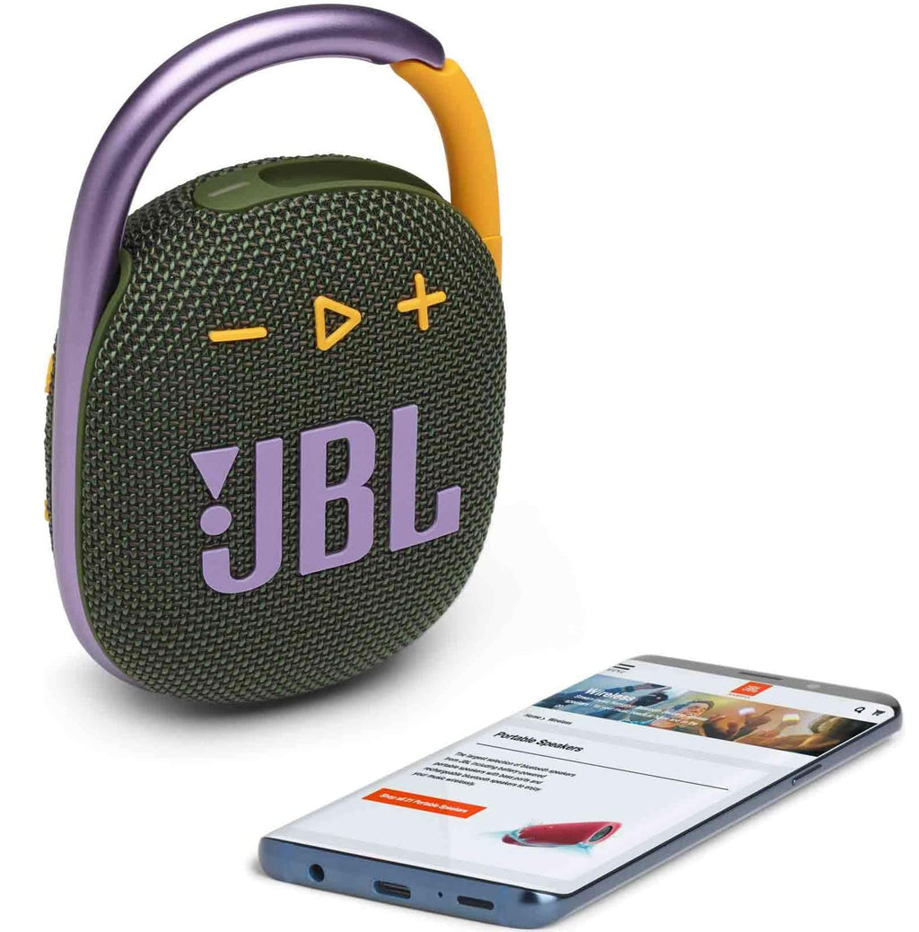 JBL 2 Pack Clip 4 Waterproof Wireless Audio Bluetooth Speaker Bundle (Green)