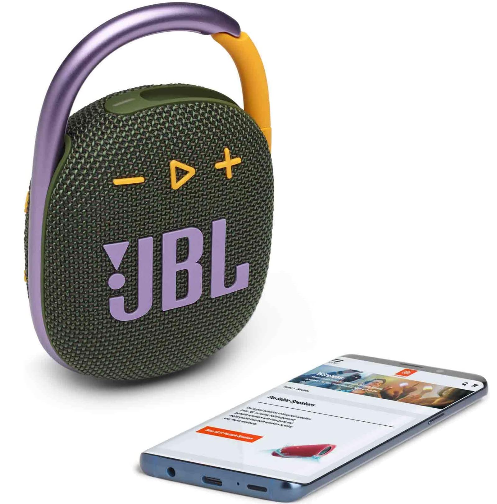 JBL 2 Pack Clip 4 Waterproof Wireless Audio Bluetooth Speaker Bundle (Green)