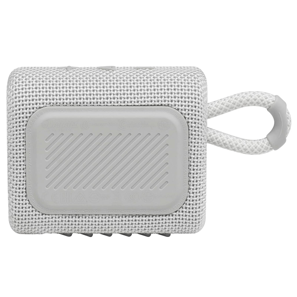 JBL GO 3 Small Bluetooth - Waterproof, Portable Speaker for on the Go - Up to 5h Playback Time with Just One Battery Charge - White