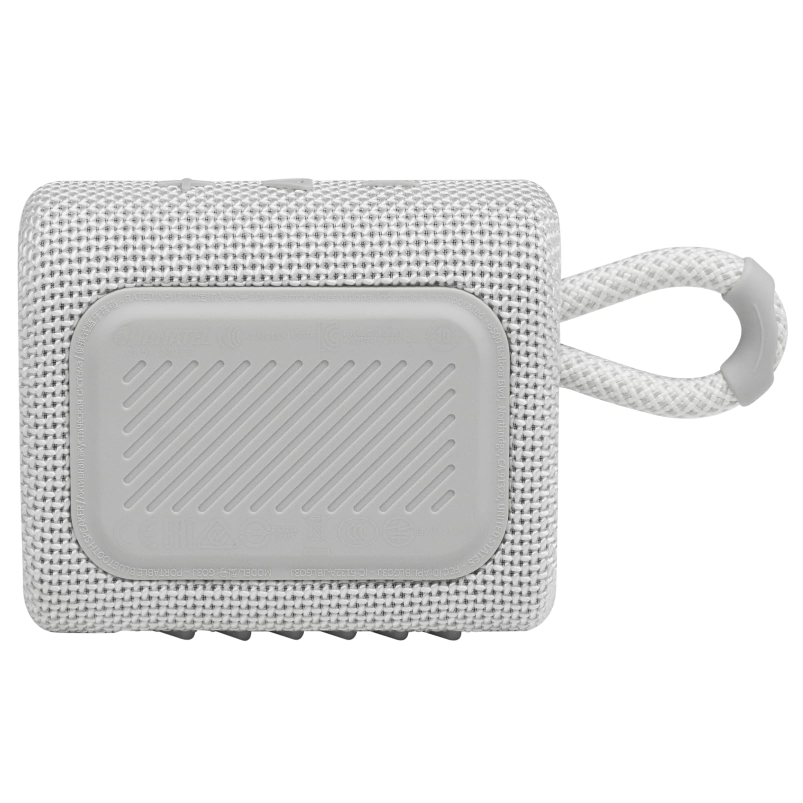 JBL GO 3 Small Bluetooth - Waterproof, Portable Speaker for on the Go - Up to 5h Playback Time with Just One Battery Charge - White