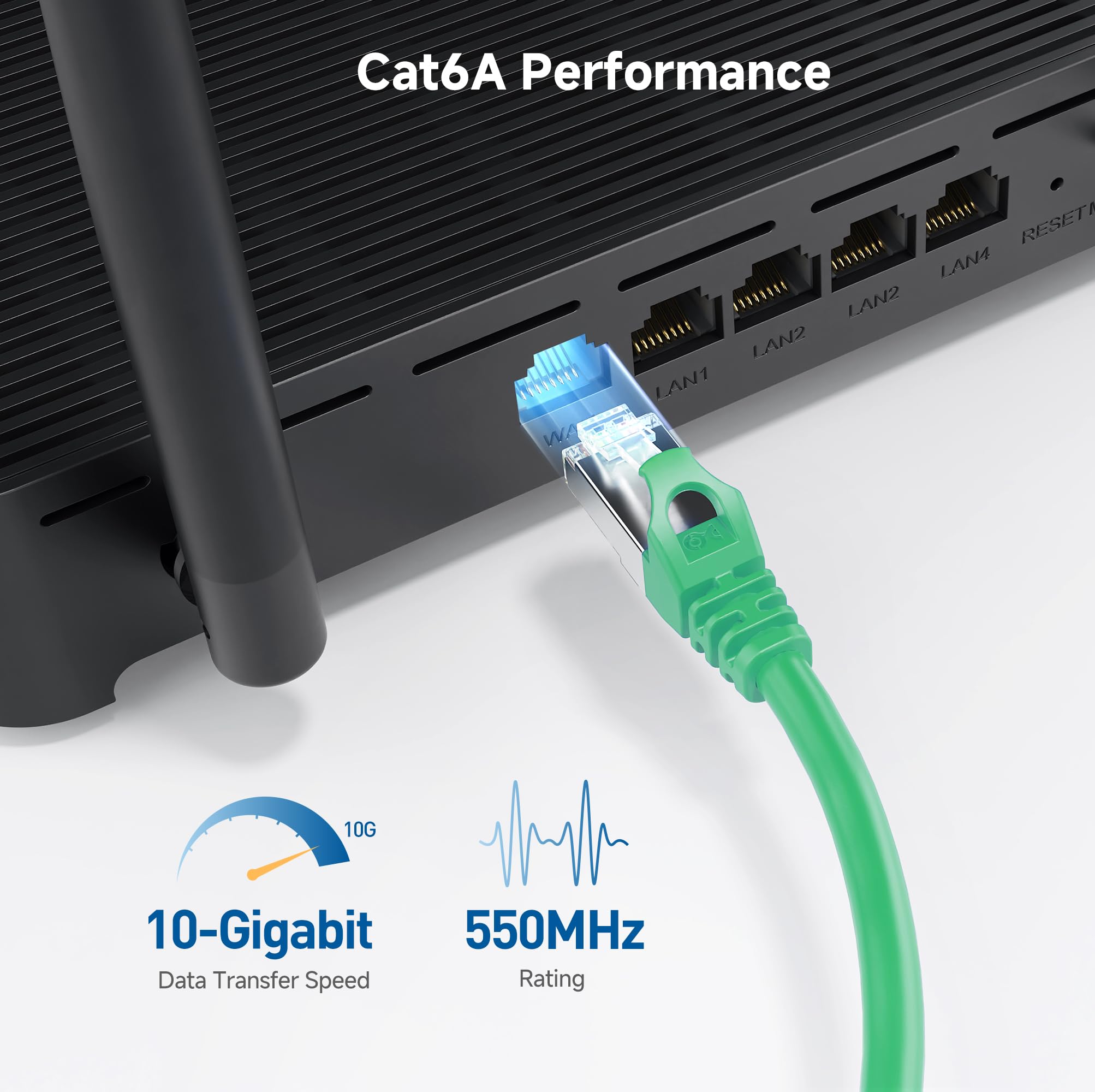 Cable Matters 10Gbps Snagless Shielded Cat 6A Ethernet Cable - 75ft, Cat 6A Cable, Cat6A Cord, Ethernet Cord, Green