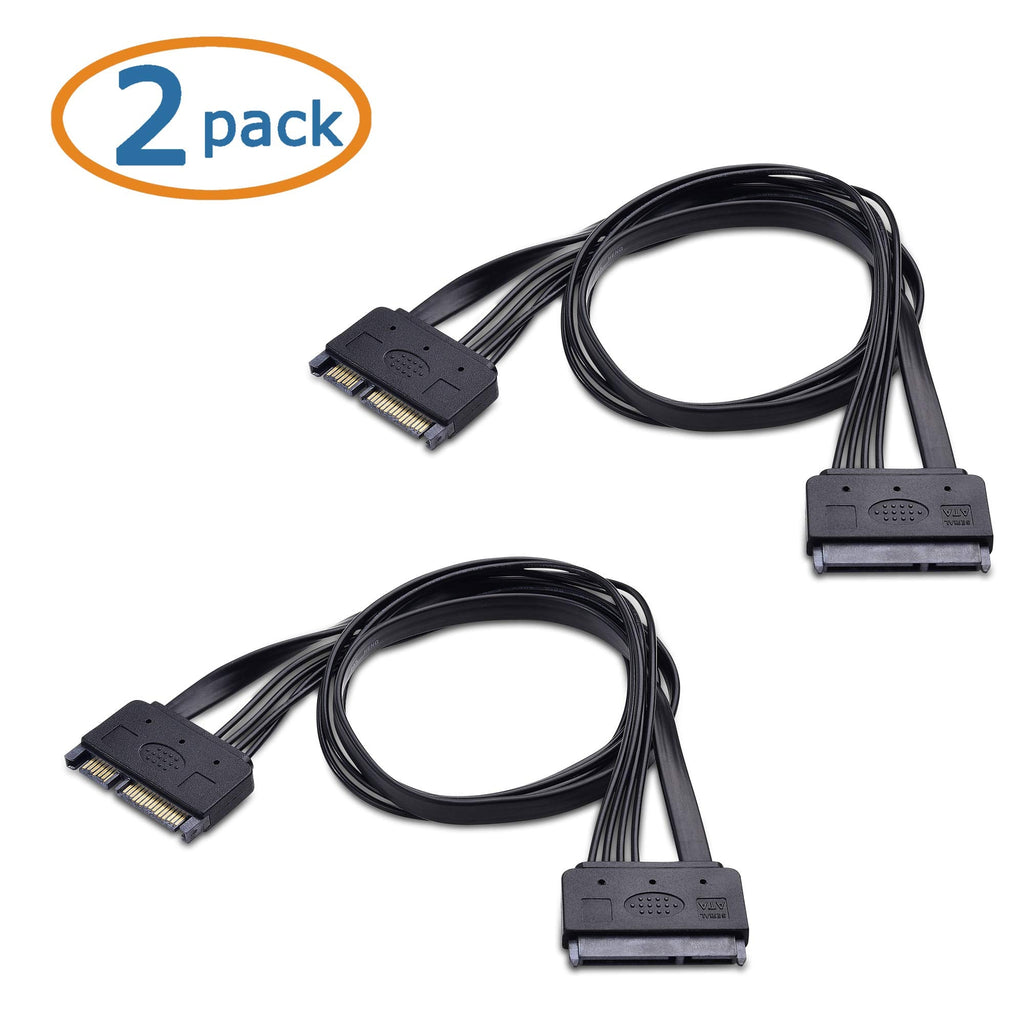 Cable Matters(2-Pack SATA 22-Pin (7+15) Power & Data Extension Cable - 20 Inches