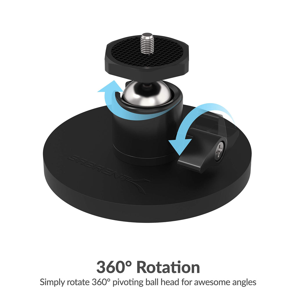 SABRENT Magnetic Camera Mount 88mm - 55KG with 360 Degree Rotation Ball Head, Powerful Magnet with 1/4 Screw Thread, Camera Mount for action cam, Insta360, OSMO, Blink, DSLR, GoPro, etc (CS-MG88)
