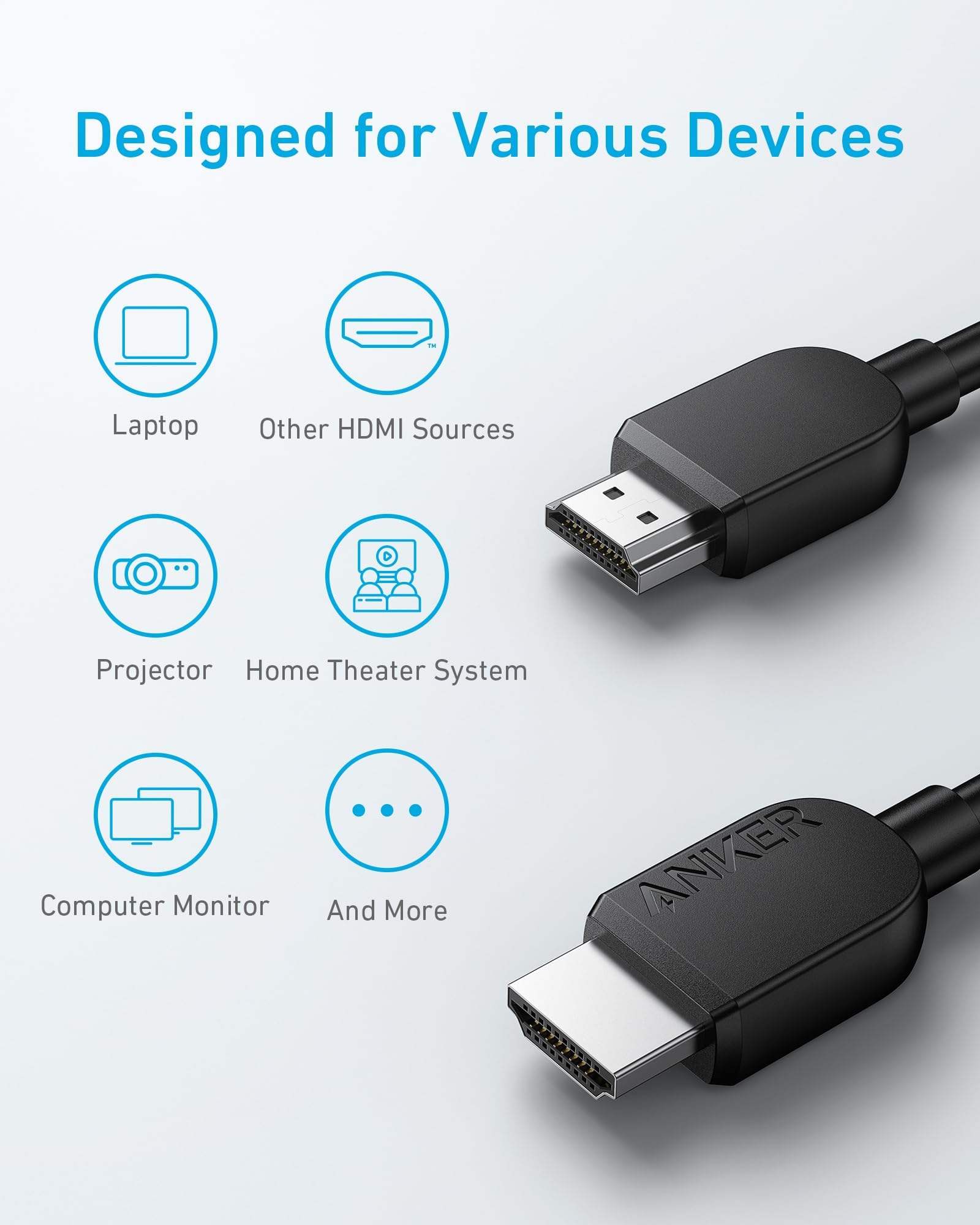 Anker HDMI Cable 8K@60Hz, 10FT Ultra HD 4K@120Hz HDMI Cord,48 Gbps Certified Ultra High-Speed,Compatible with PlayStation 5,Xbox,Samsung TVs,and More