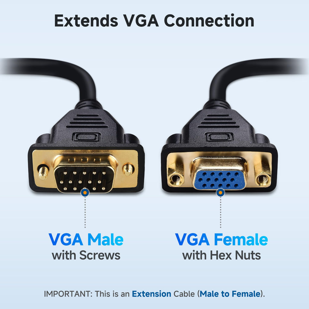 Cable Matters VGA Extension Cable (VGA Cable Male to Female) - 10 Feet