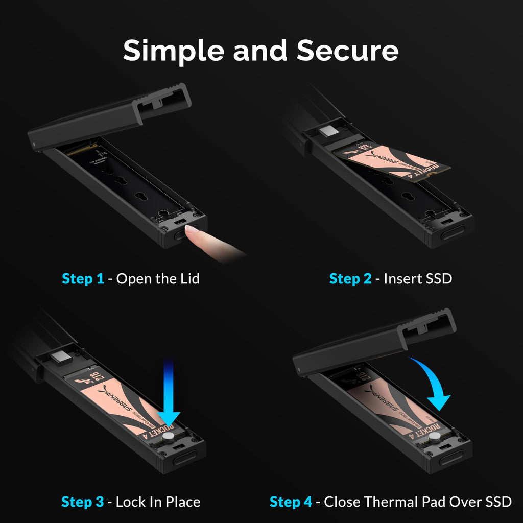SABRENT M.2 NVMe Enclosure, Tool Free NVMe and SATA