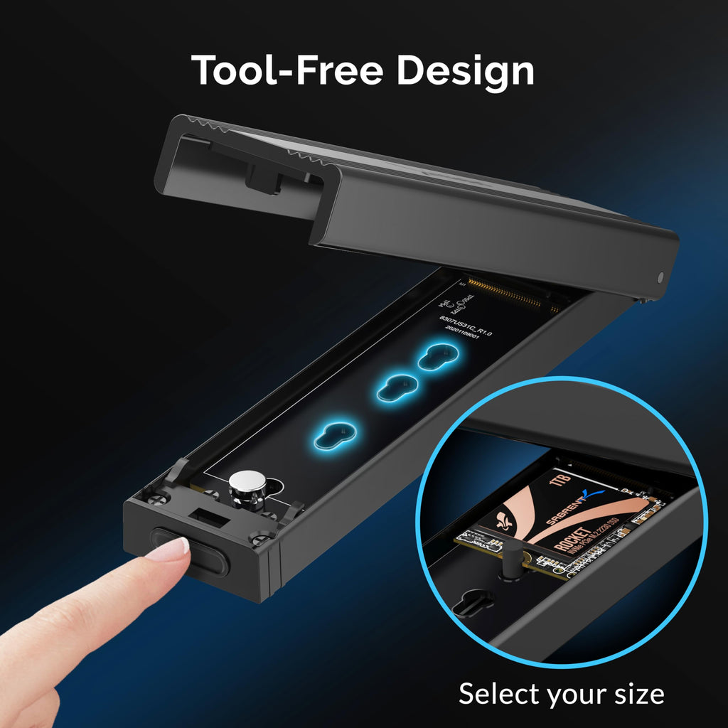 SABRENT M.2 NVMe Enclosure, Tool Free NVMe and SATA