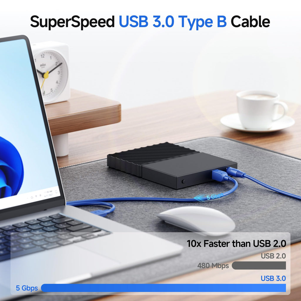 Cable Matters USB 3.0 Cable (USB 3 Cable/USB 3.0 A to B Cable) in Blue 15 Feet - Available 3FT - 15FT in Length