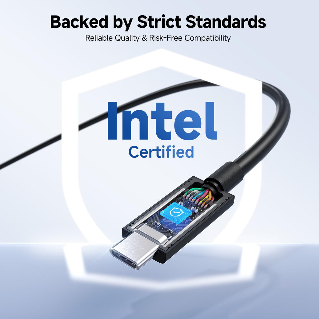 Cable Matters [Intel Certified] 80Gbps Thunderbolt 5 Cable with Bandwidth Increase up to 120Gbps and 240W Charging in Black - 0.5m, Compatible with Thunderbolt 4, USB4, Thunderbolt
