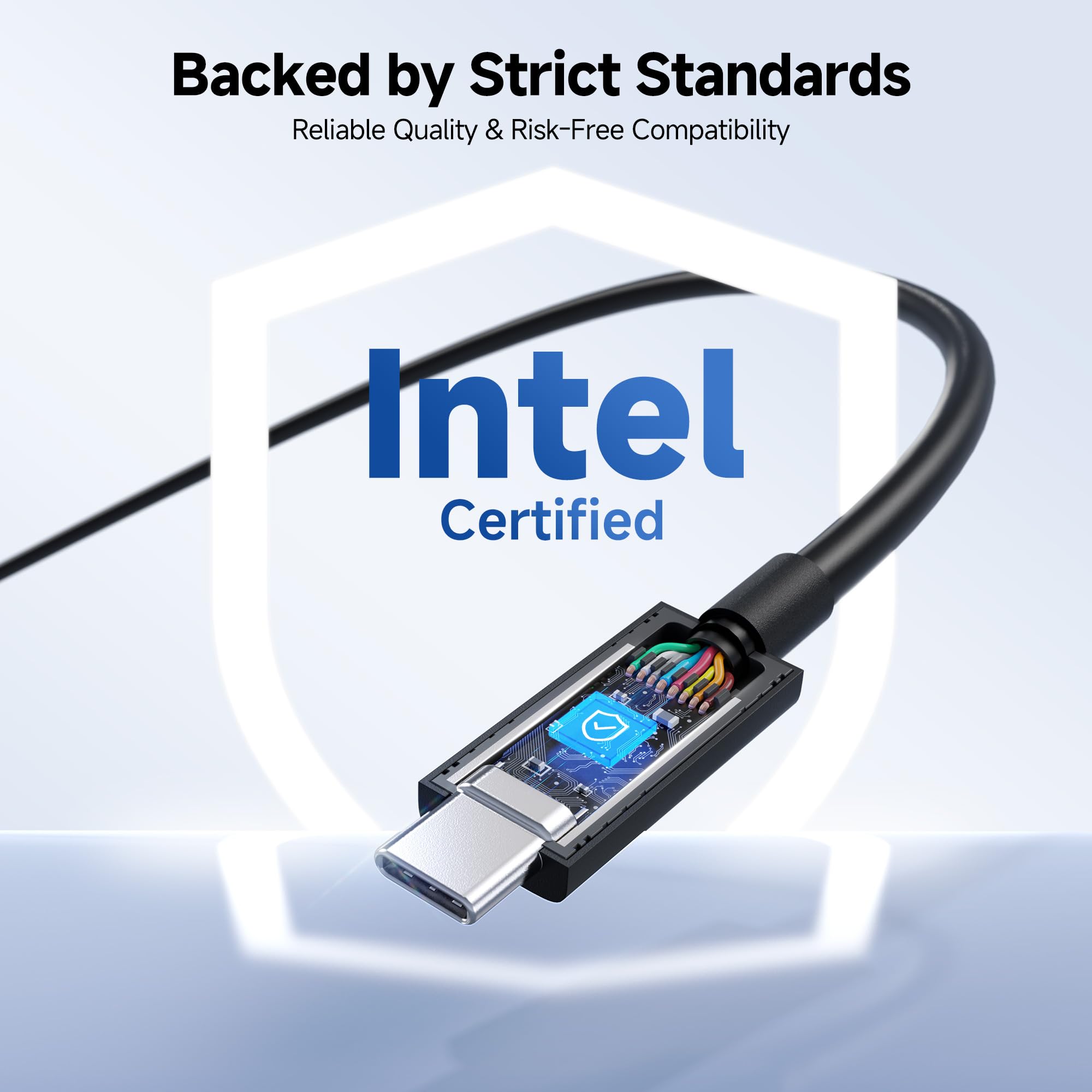 Cable Matters [Intel Certified] 80Gbps Thunderbolt 5 Cable with Bandwidth Increase up to 120Gbps and 240W Charging in Black - 0.5m, Compatible with Thunderbolt 4, USB4, Thunderbolt