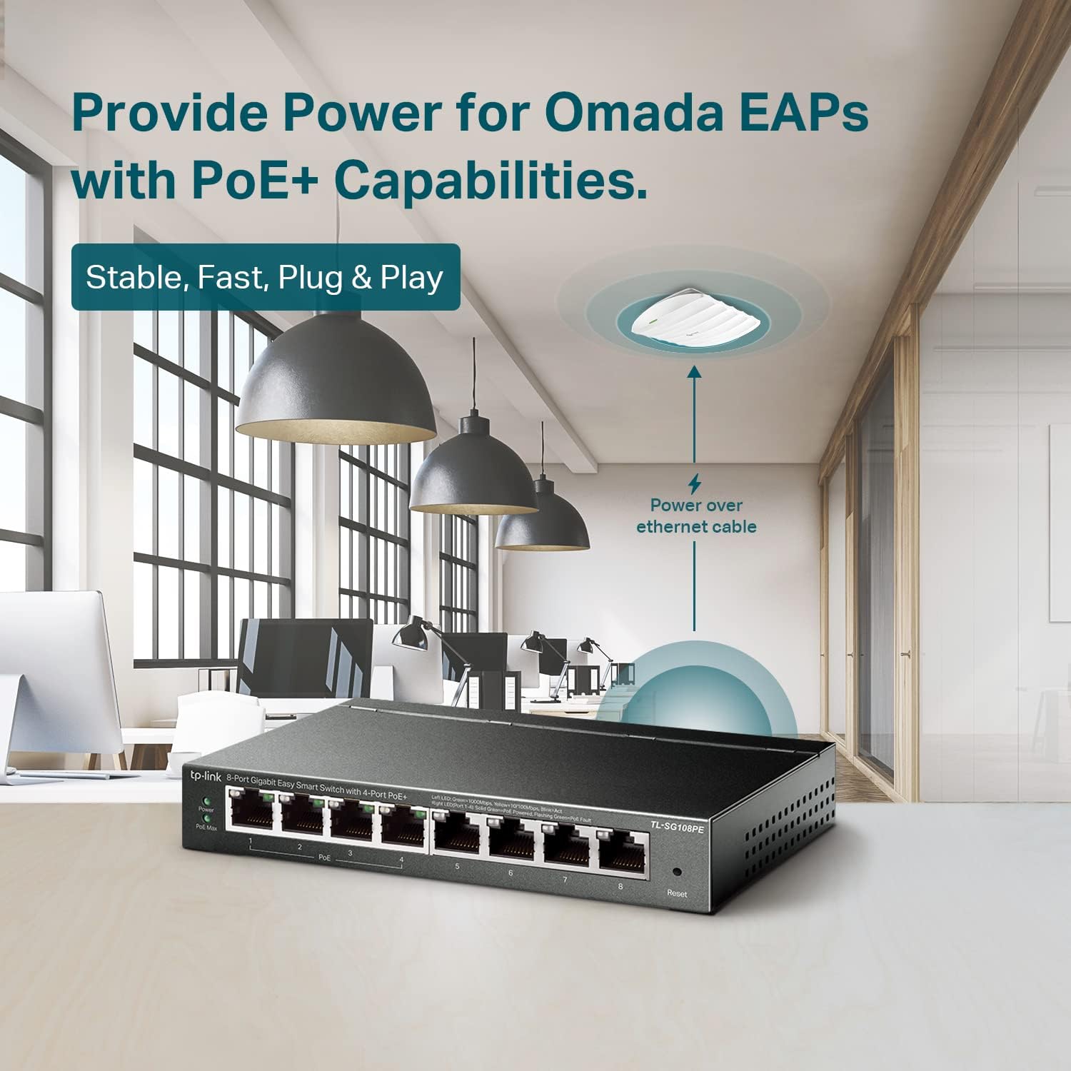 TP-Link 8 Port Gigabit PoE Switch 4 PoE Port @55W Easy Smart Plug & Play Lifetime Protection Sturdy Metal w/Shielded Ports Support QoS, Vlan, IGMP and Link Aggregation (TL-SG108PE)