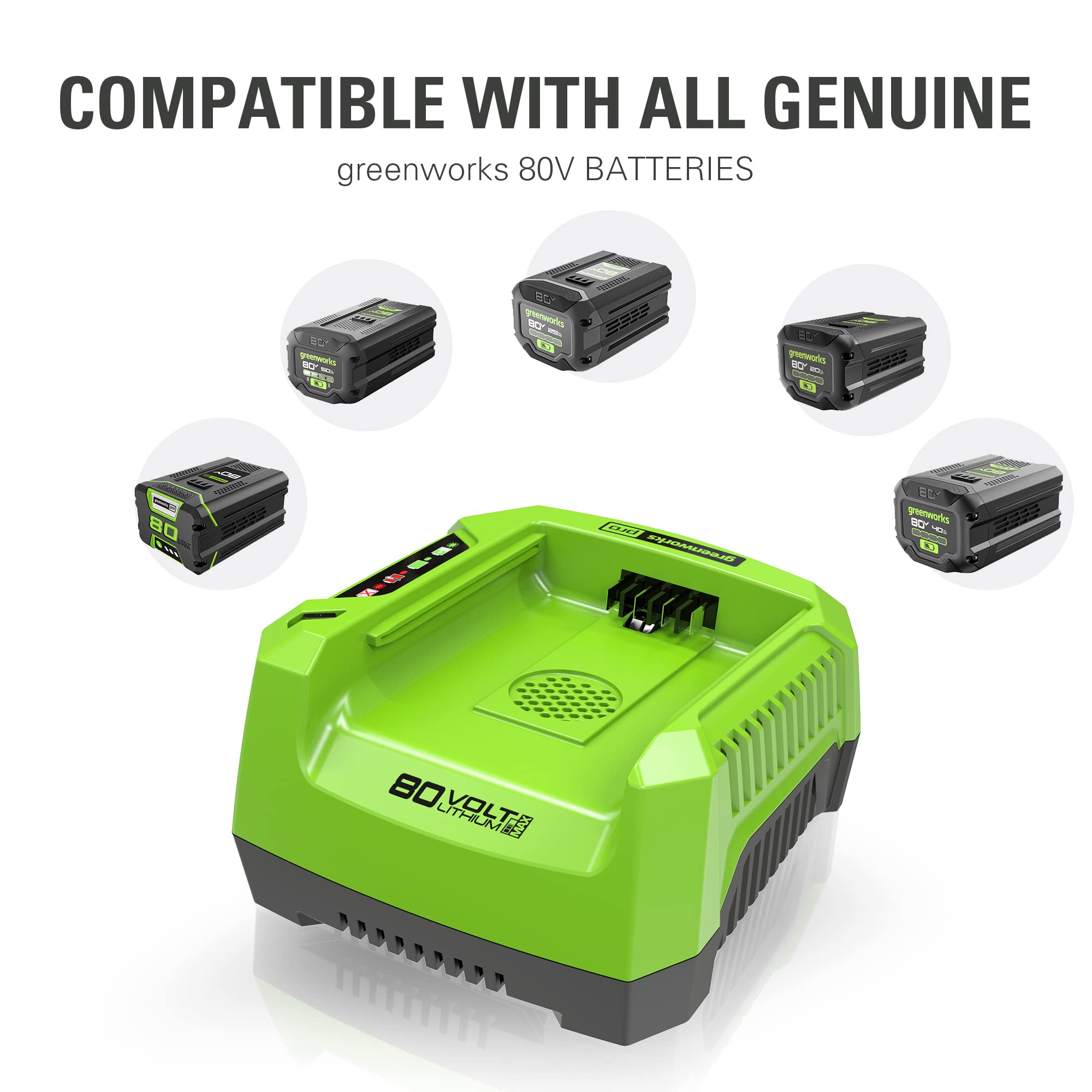 Greenworks PRO 80V Lithium Ion Single Port Rapid Battery Charger GCH8040