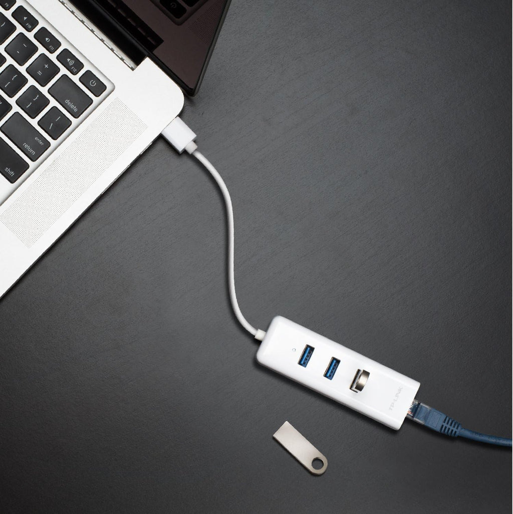 TP-LINK UE330 3-Port USB 3.0 Mini Data Hub with 10/100/1000 Gigabit Ethernet LAN Network Adapter for Apple MacBook Surface Pro XPS Laptop Ultrabook Chromebook PC Mac and More